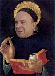 ST. THOMAS AQUINAS  (1225-1274). Painting attributed to Botticelli, 1481-82.